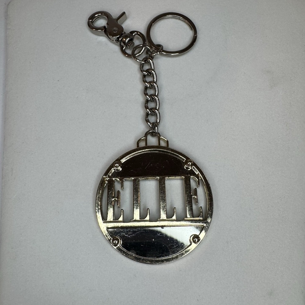 Elle Logo KEY FOB Purse CHARM Gold-tone Circle 2.25" Diameter